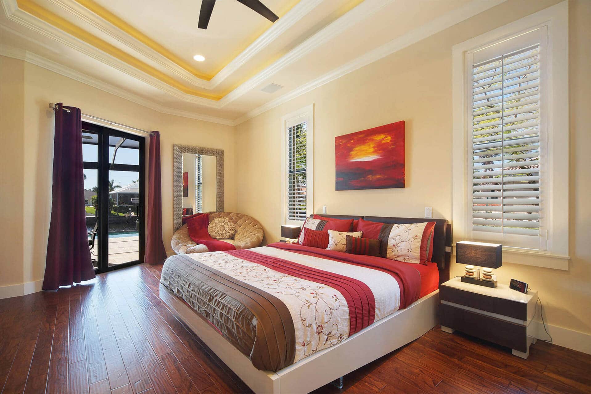 Master bedroom with king-size bed