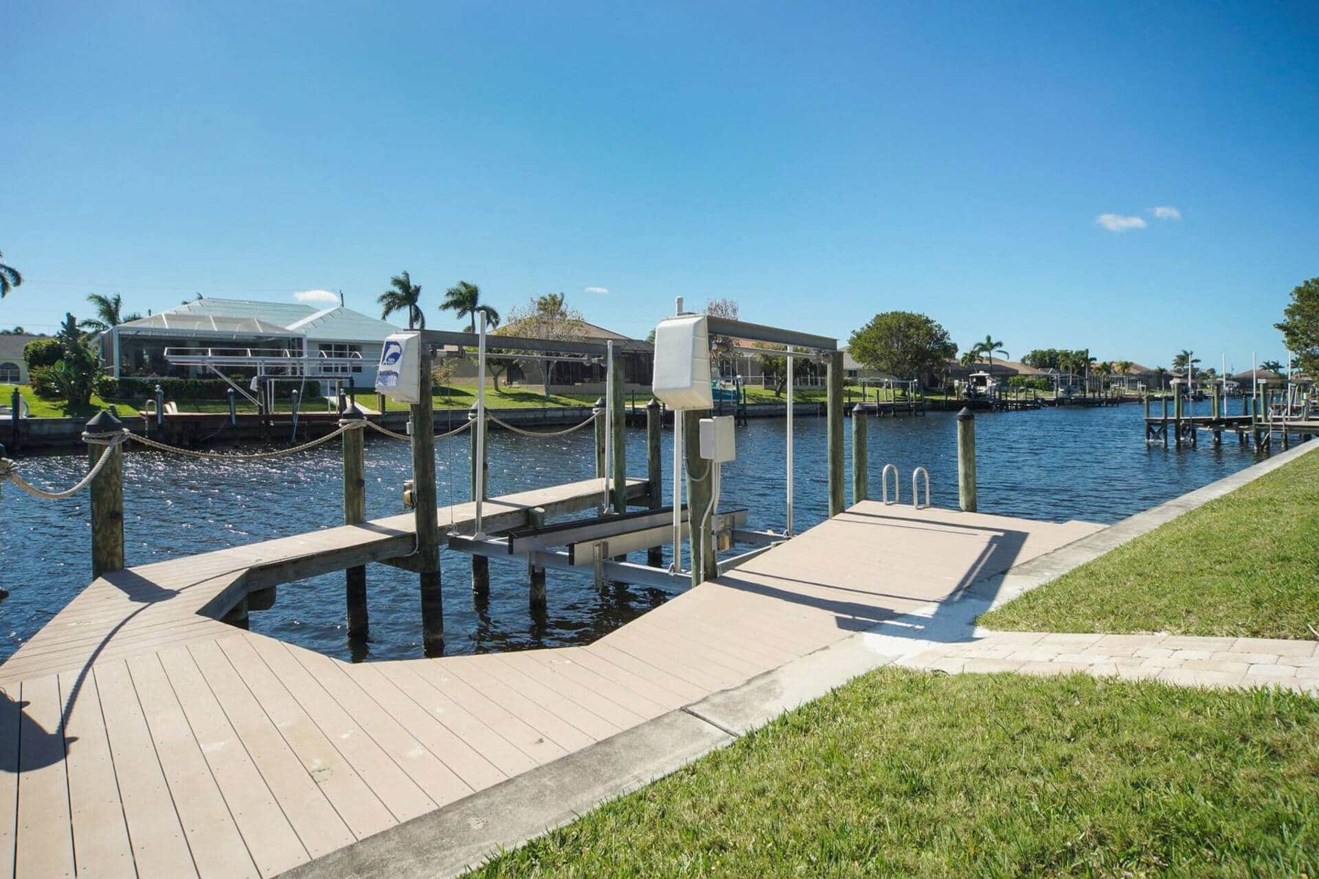 Private boat dock on the canal